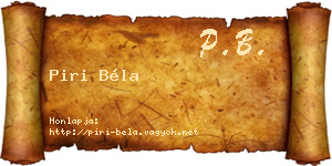 Piri Béla névjegykártya
